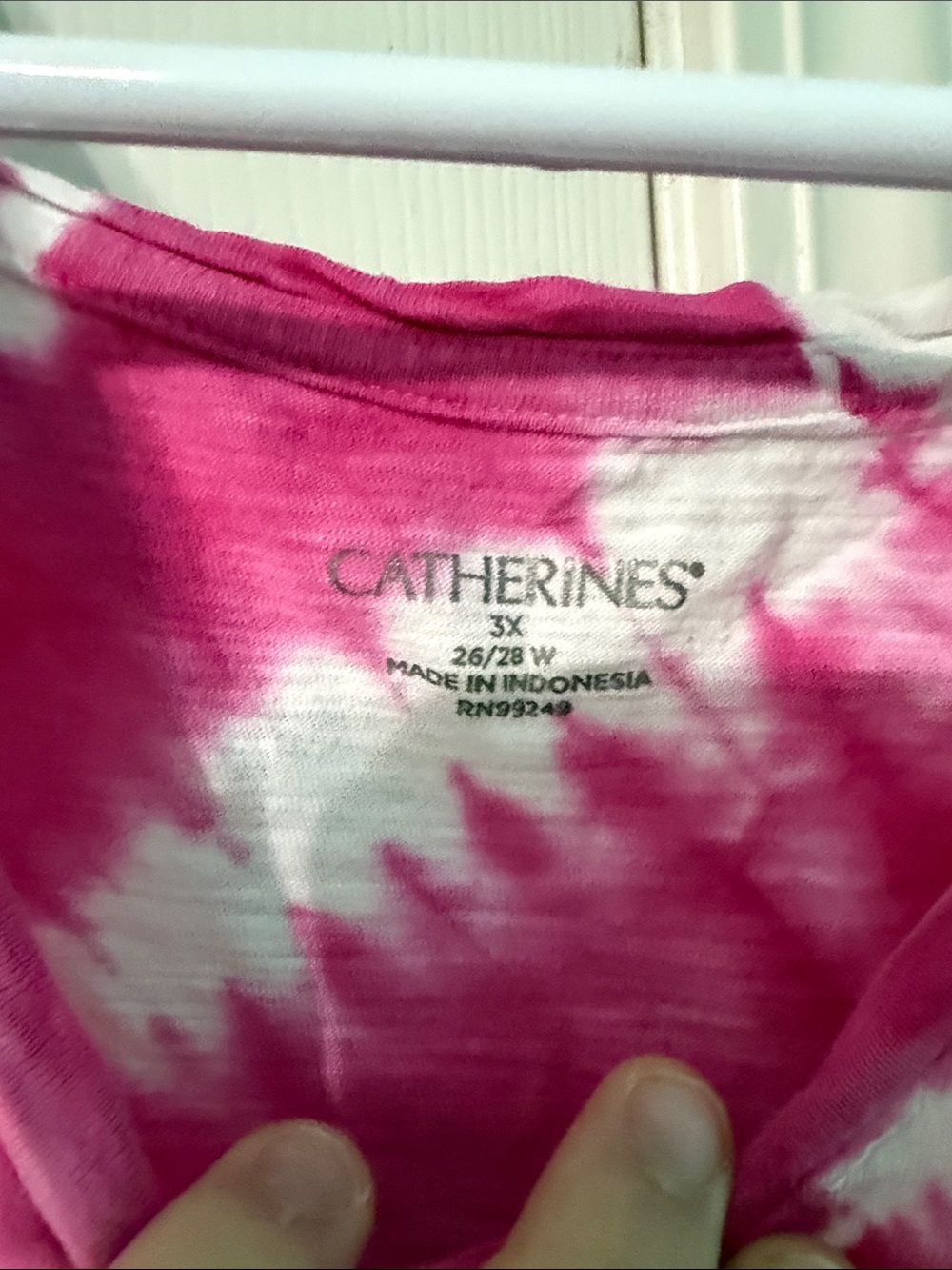 Catherines Pink and White Tie-Dye Tee - Picture 2 of 2
